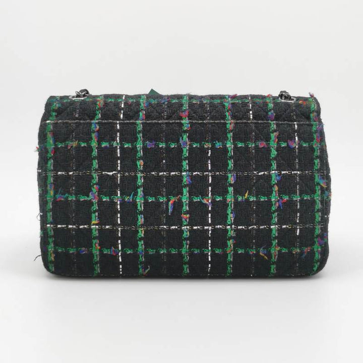 Chanel Black Multicolour Wool Tweed Camellia Flap Bag Dark Hardware
