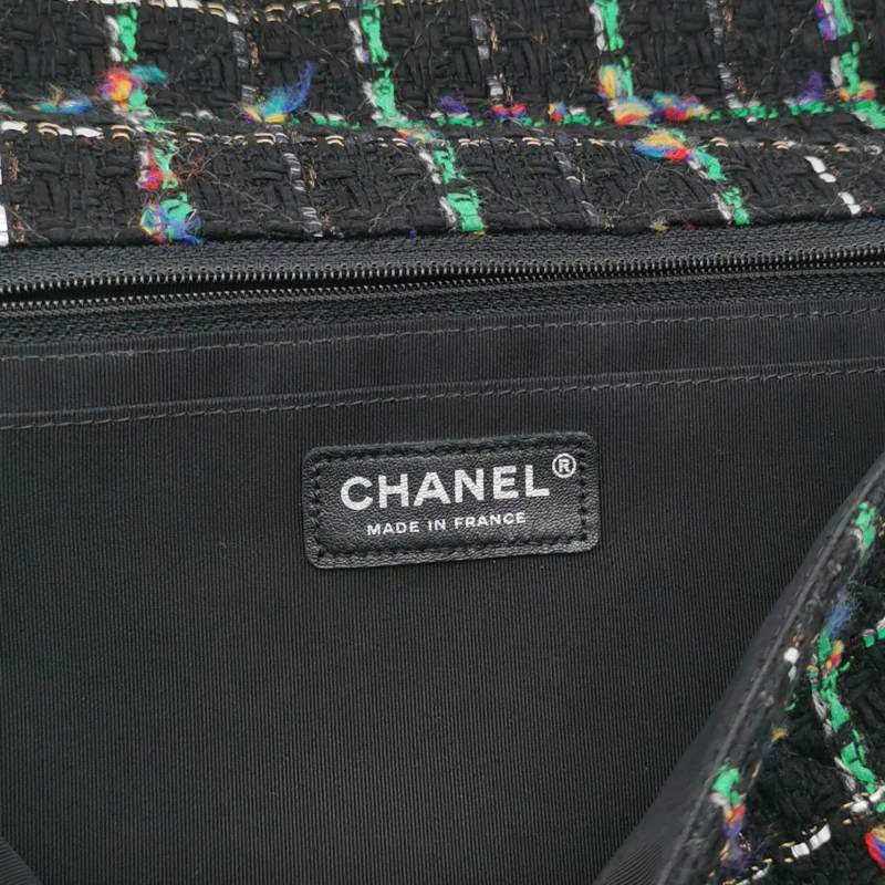 Chanel Black Multicolour Wool Tweed Camellia Flap Bag Dark Hardware