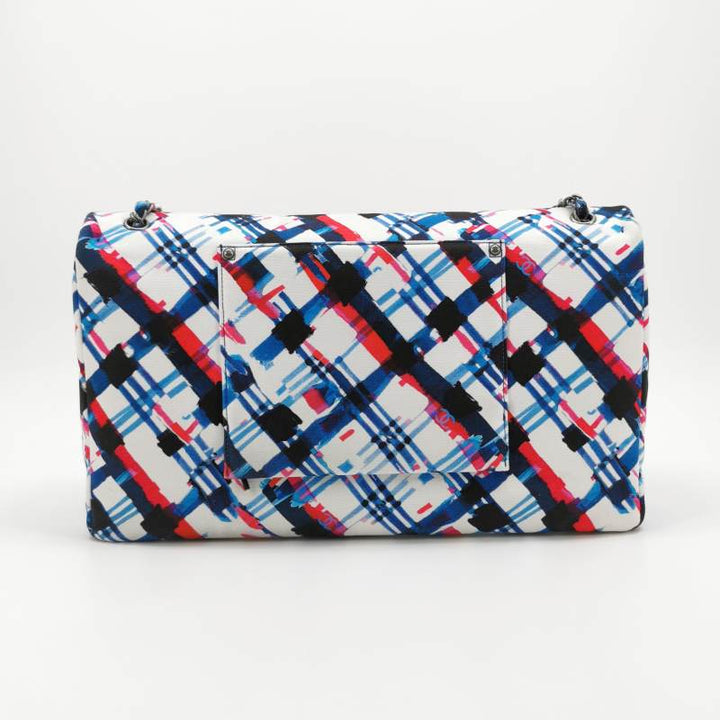 Chanel XXL Canvas Airline Printed Travel Flap Bag Blue Red White Silver Hardware