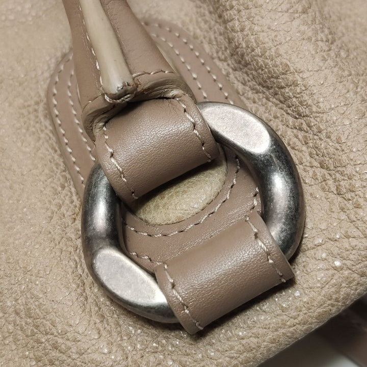 Chanel CC Cup Large Drawstring Tote Bag Taupe Washed Grained Calfskin Silver Hardware