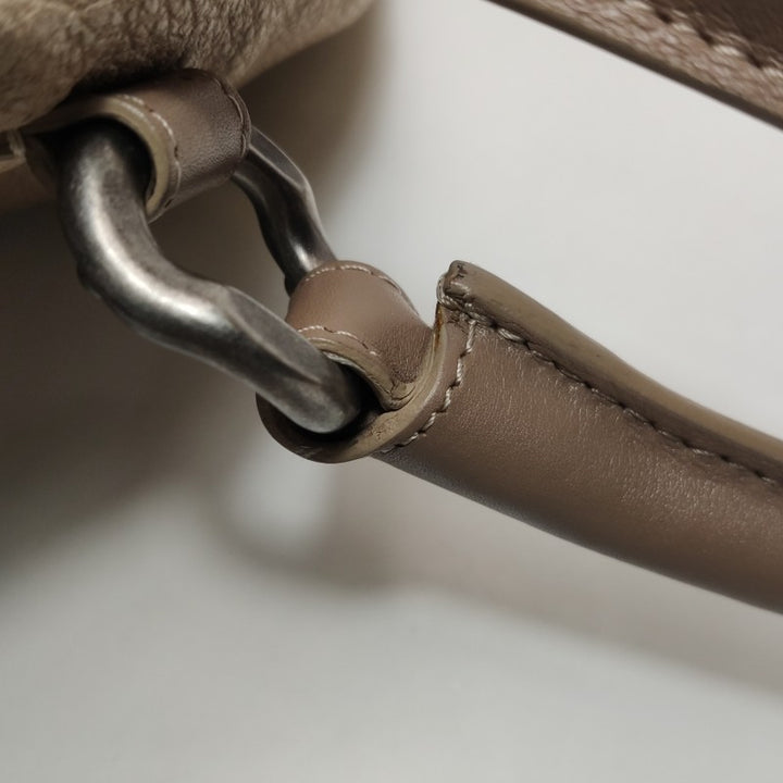 Chanel CC Cup Large Drawstring Tote Bag Taupe Washed Grained Calfskin Silver Hardware