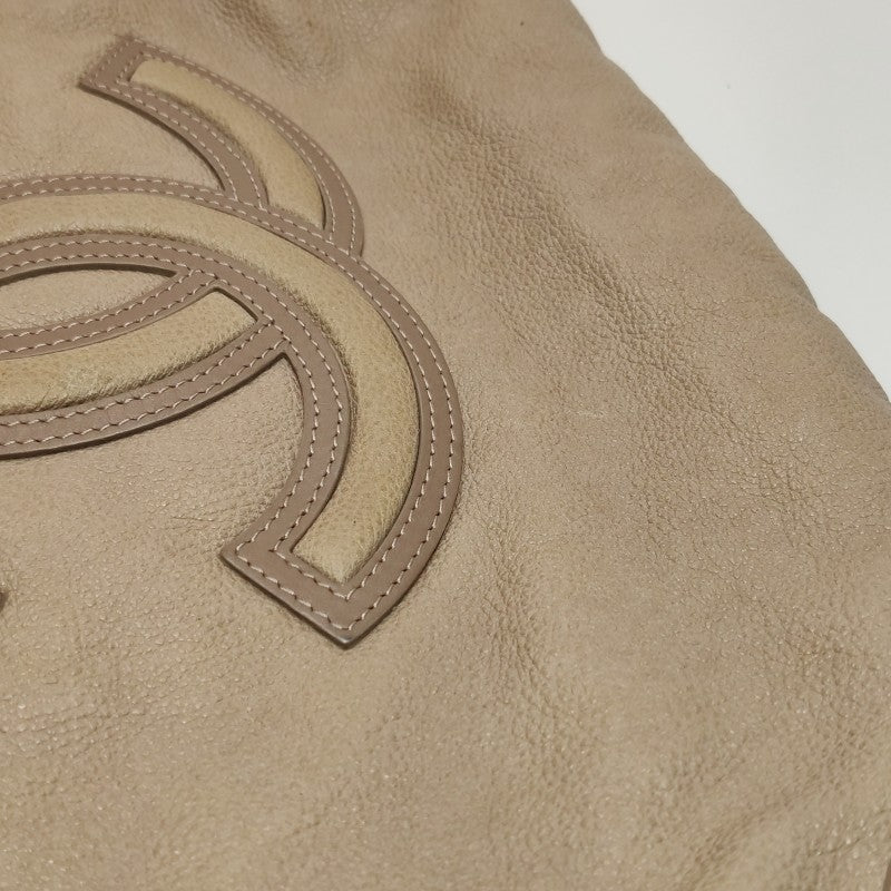Chanel CC Cup Large Drawstring Tote Bag Taupe Washed Grained Calfskin Silver Hardware