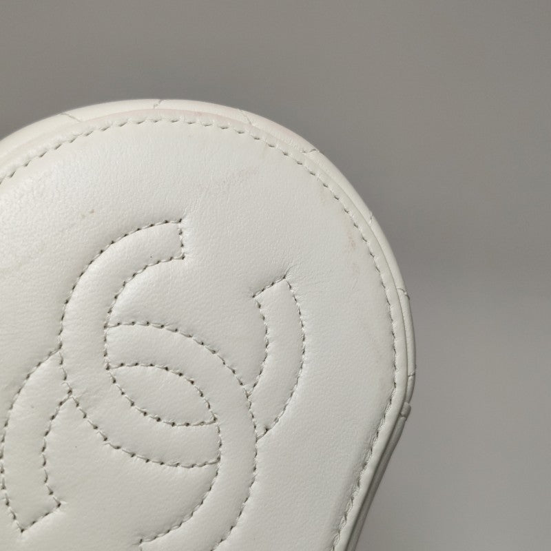 Chanel Micro Pearl Handle Vanity Case White Quilted Lambskin Gold Hardware