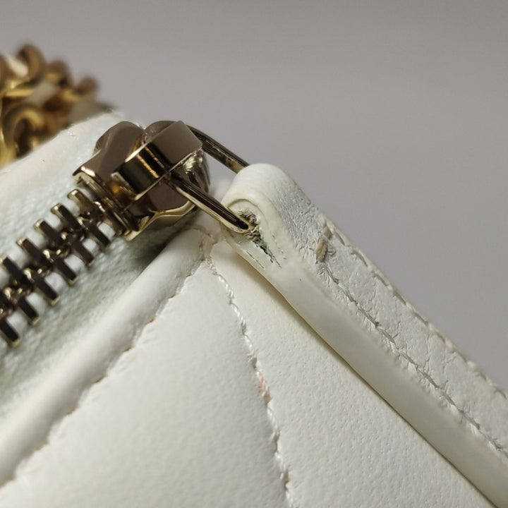 Chanel Micro Pearl Handle Vanity Case White Quilted Lambskin Gold Hardware