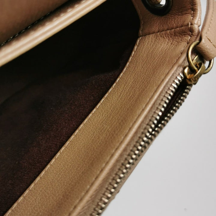 Chanel Small Coco Curve Flap Bag Caramel Beige Calfskin Leather Antiqued Gold Hardware