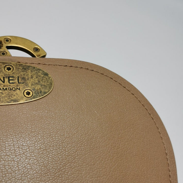 Chanel Small Coco Curve Flap Bag Caramel Beige Calfskin Leather Antiqued Gold Hardware