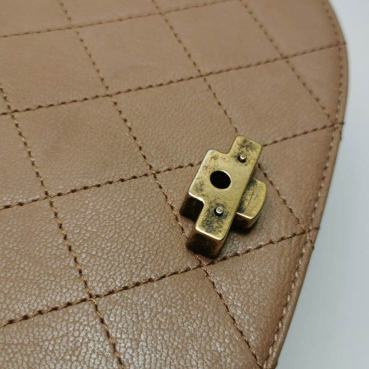 Chanel Small Coco Curve Flap Bag Caramel Beige Calfskin Leather Antiqued Gold Hardware