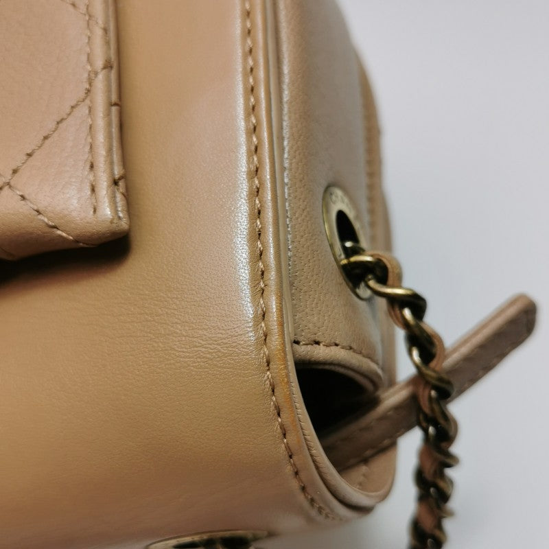 Chanel Small Coco Curve Flap Bag Caramel Beige Calfskin Leather Antiqued Gold Hardware