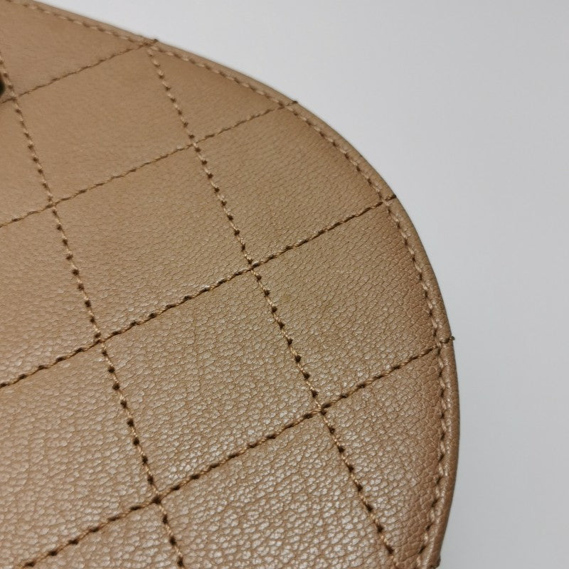 Chanel Small Coco Curve Flap Bag Caramel Beige Calfskin Leather Antiqued Gold Hardware