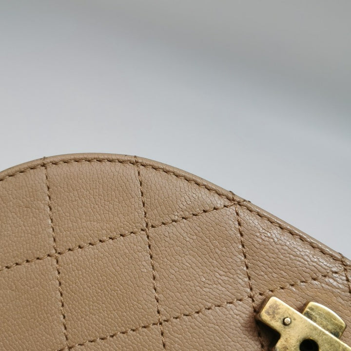 Chanel Small Coco Curve Flap Bag Caramel Beige Calfskin Leather Antiqued Gold Hardware