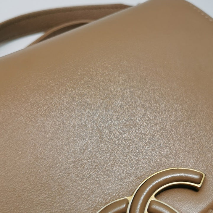 Chanel Small Coco Curve Flap Bag Caramel Beige Calfskin Leather Antiqued Gold Hardware