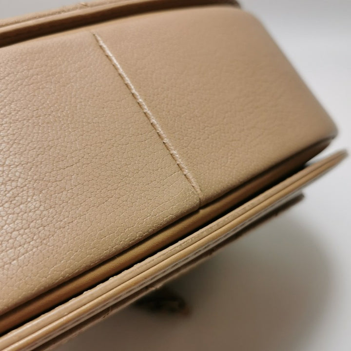 Chanel Small Coco Curve Flap Bag Caramel Beige Calfskin Leather Antiqued Gold Hardware