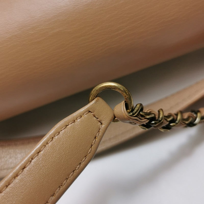 Chanel Small Coco Curve Flap Bag Caramel Beige Calfskin Leather Antiqued Gold Hardware