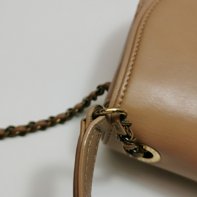 Chanel Small Coco Curve Flap Bag Caramel Beige Calfskin Leather Antiqued Gold Hardware