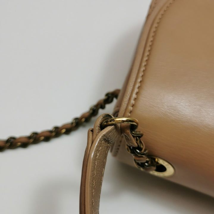 Chanel Small Coco Curve Flap Bag Caramel Beige Calfskin Leather Antiqued Gold Hardware