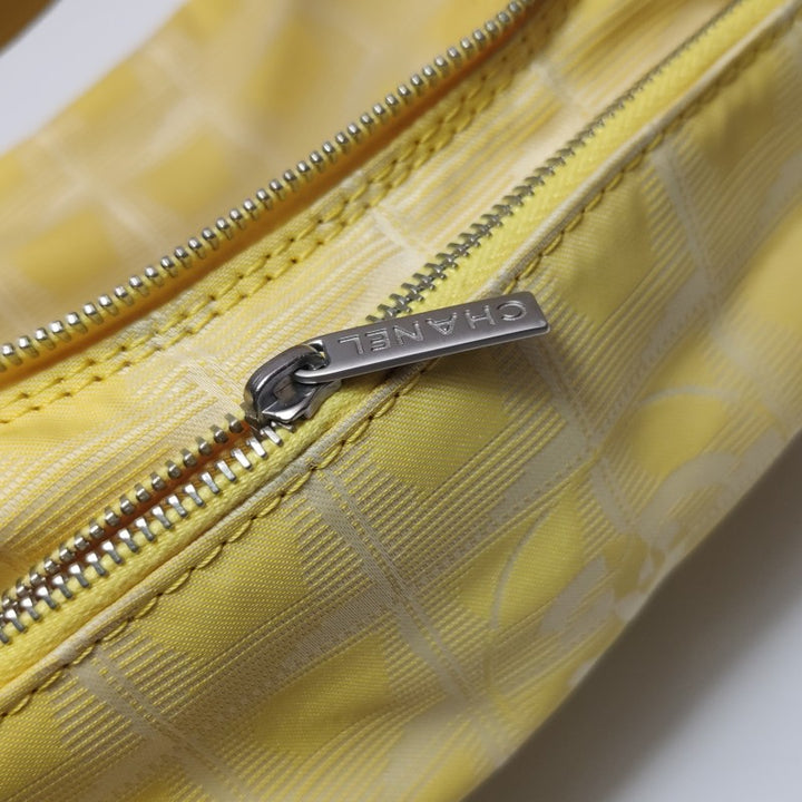 Chanel New Travel Line Nylon Vanity Bag Yellow Leather Trim Silver Hardware