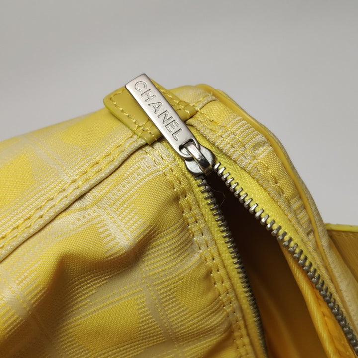 Chanel New Travel Line Nylon Vanity Bag Yellow Leather Trim Silver Hardware