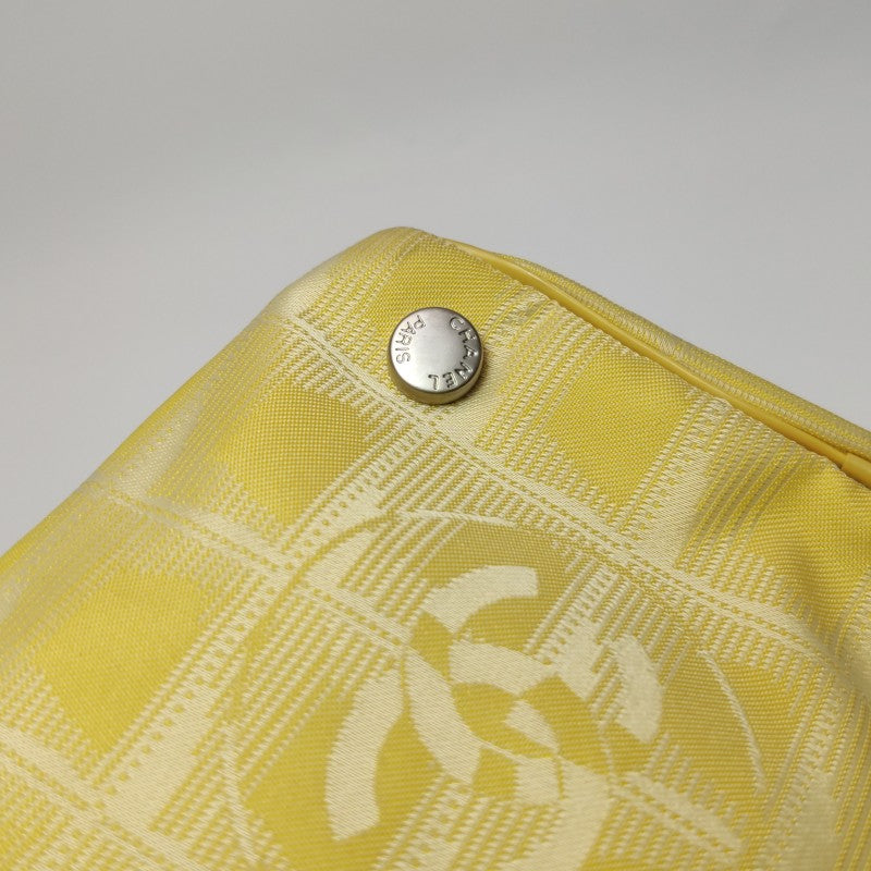 Chanel New Travel Line Nylon Vanity Bag Yellow Leather Trim Silver Hardware