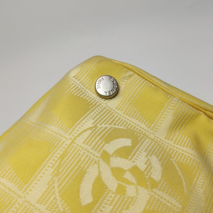 Chanel New Travel Line Nylon Vanity Bag Yellow Leather Trim Silver Hardware