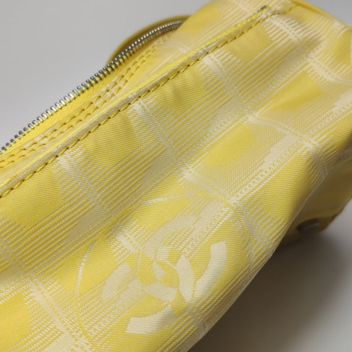 Chanel New Travel Line Nylon Vanity Bag Yellow Leather Trim Silver Hardware