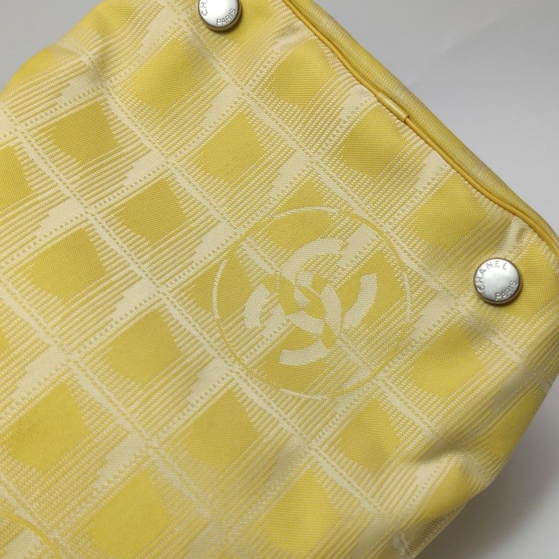 Chanel New Travel Line Nylon Vanity Bag Yellow Leather Trim Silver Hardware