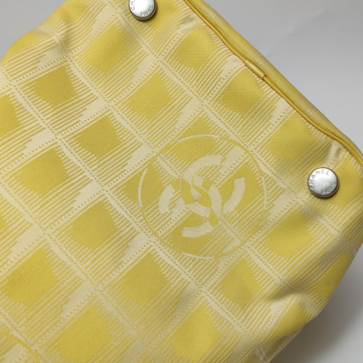 Chanel New Travel Line Nylon Vanity Bag Yellow Leather Trim Silver Hardware