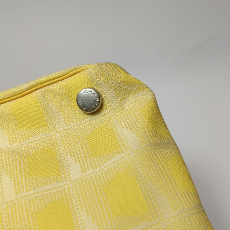 Chanel New Travel Line Nylon Vanity Bag Yellow Leather Trim Silver Hardware
