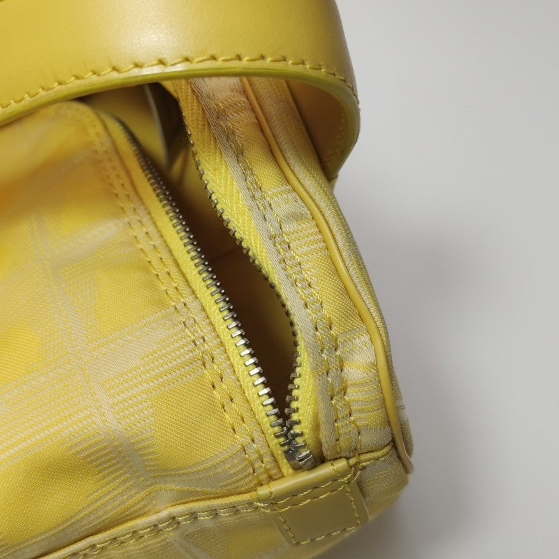 Chanel New Travel Line Nylon Vanity Bag Yellow Leather Trim Silver Hardware