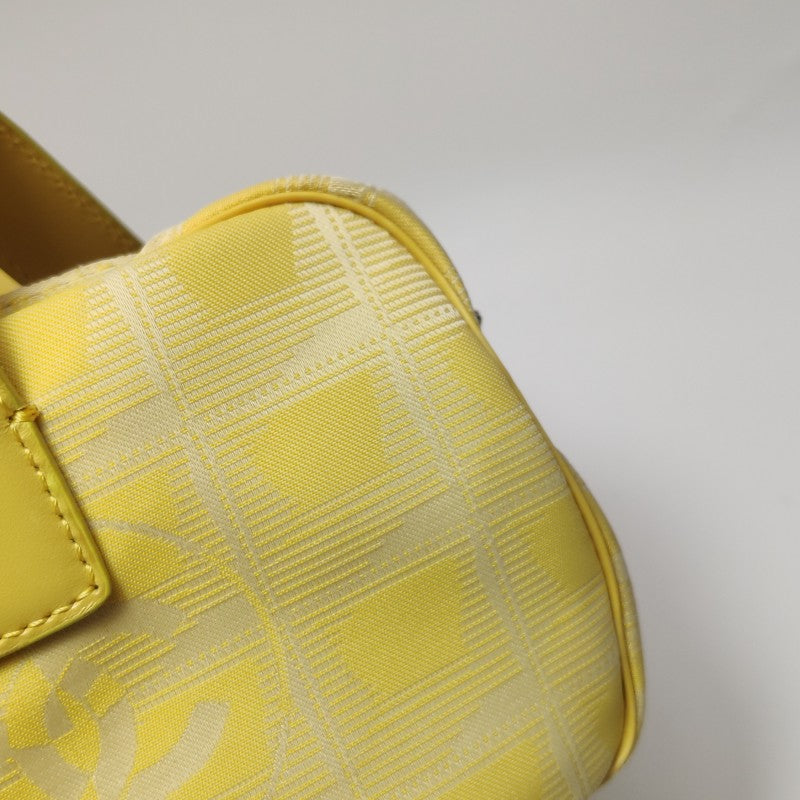 Chanel New Travel Line Nylon Vanity Bag Yellow Leather Trim Silver Hardware