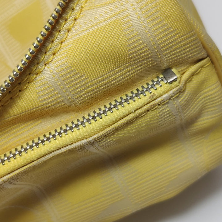 Chanel New Travel Line Nylon Vanity Bag Yellow Leather Trim Silver Hardware