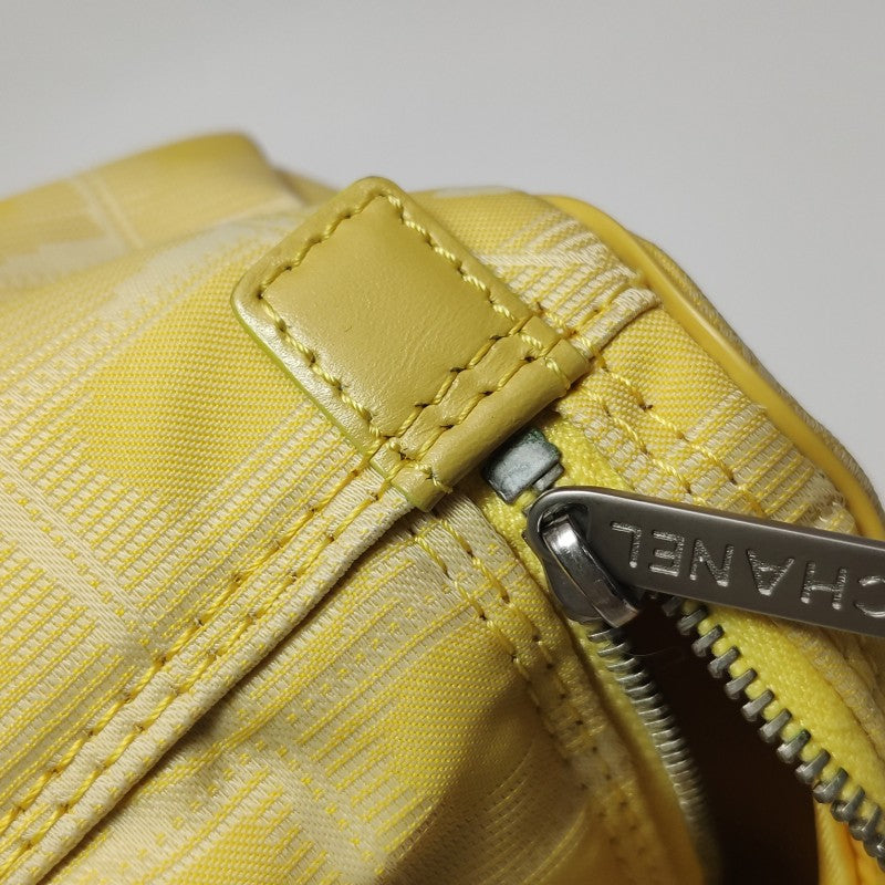 Chanel New Travel Line Nylon Vanity Bag Yellow Leather Trim Silver Hardware