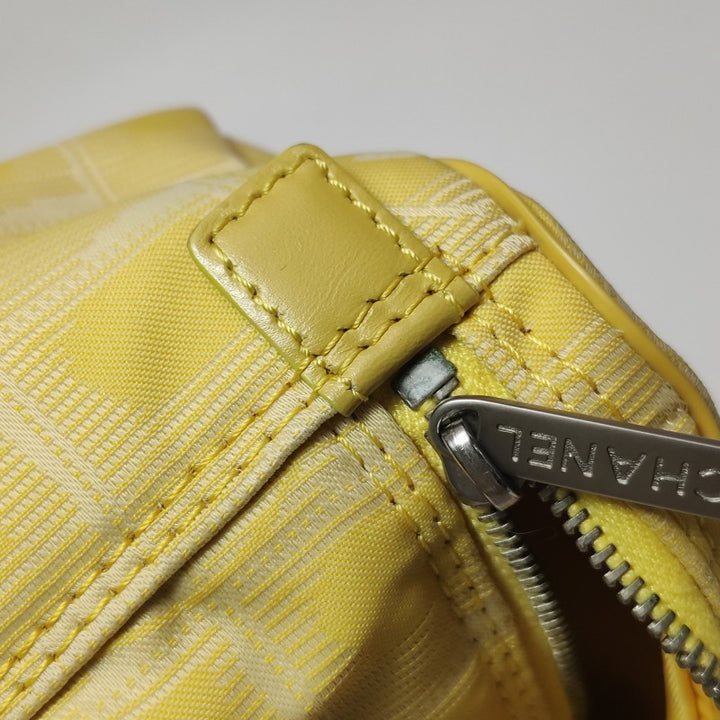 Chanel New Travel Line Nylon Vanity Bag Yellow Leather Trim Silver Hardware