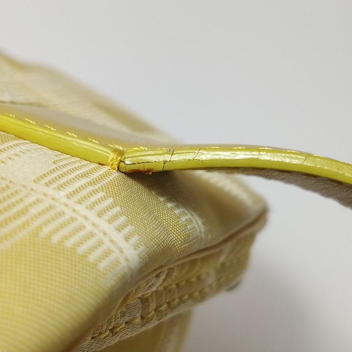 Chanel New Travel Line Nylon Vanity Bag Yellow Leather Trim Silver Hardware