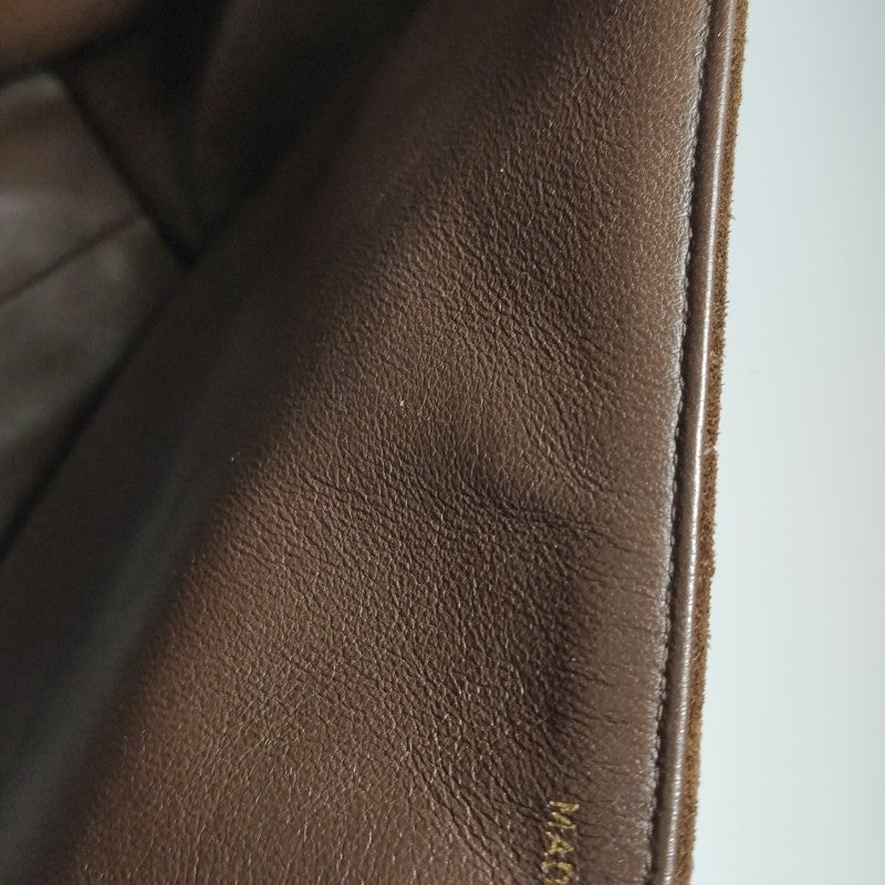 Chanel Large CC Quilted Suede Top Handle Flap Bag Brown Gold Hardware