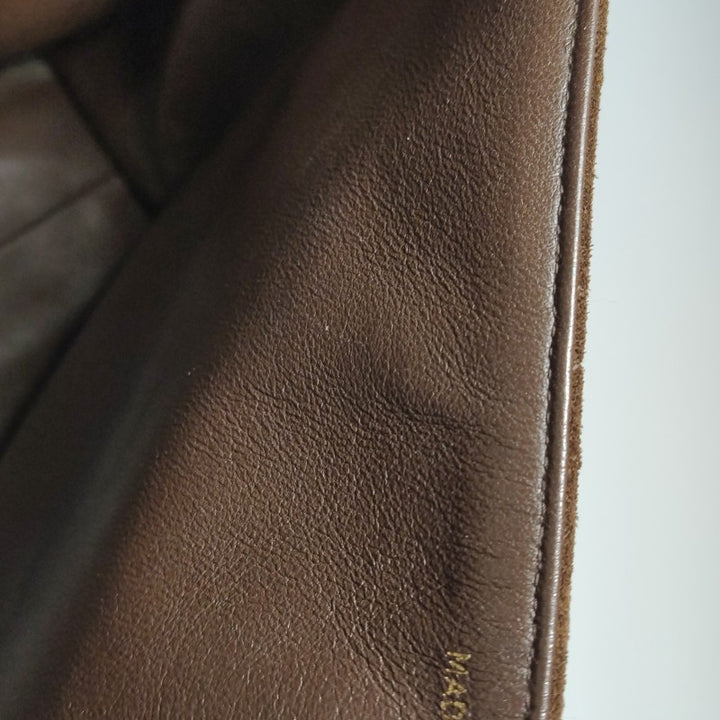 Chanel Large CC Quilted Suede Top Handle Flap Bag Brown Gold Hardware