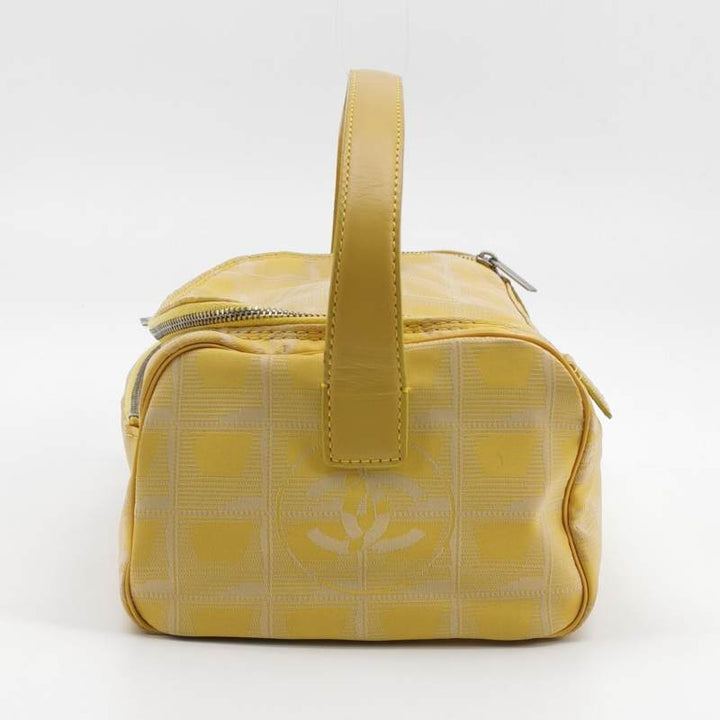 Chanel New Travel Line Nylon Vanity Bag Yellow Leather Trim Silver Hardware