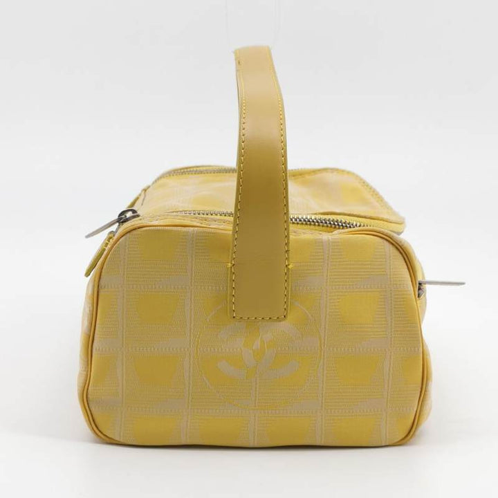 Chanel New Travel Line Nylon Vanity Bag Yellow Leather Trim Silver Hardware