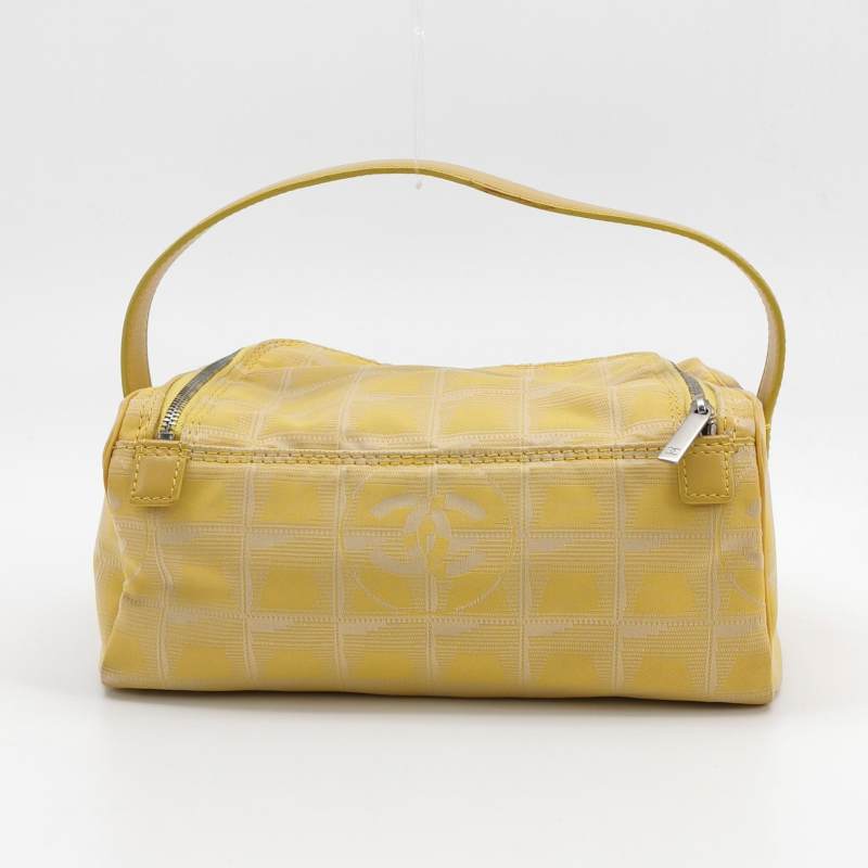 Chanel New Travel Line Nylon Vanity Bag Yellow Leather Trim Silver Hardware