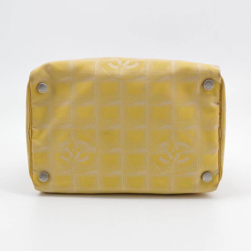 Chanel New Travel Line Nylon Vanity Bag Yellow Leather Trim Silver Hardware