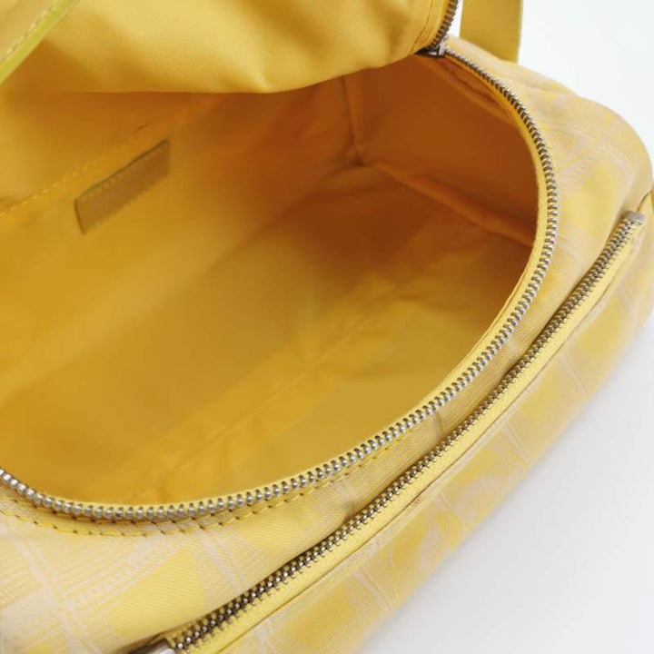 Chanel New Travel Line Nylon Vanity Bag Yellow Leather Trim Silver Hardware