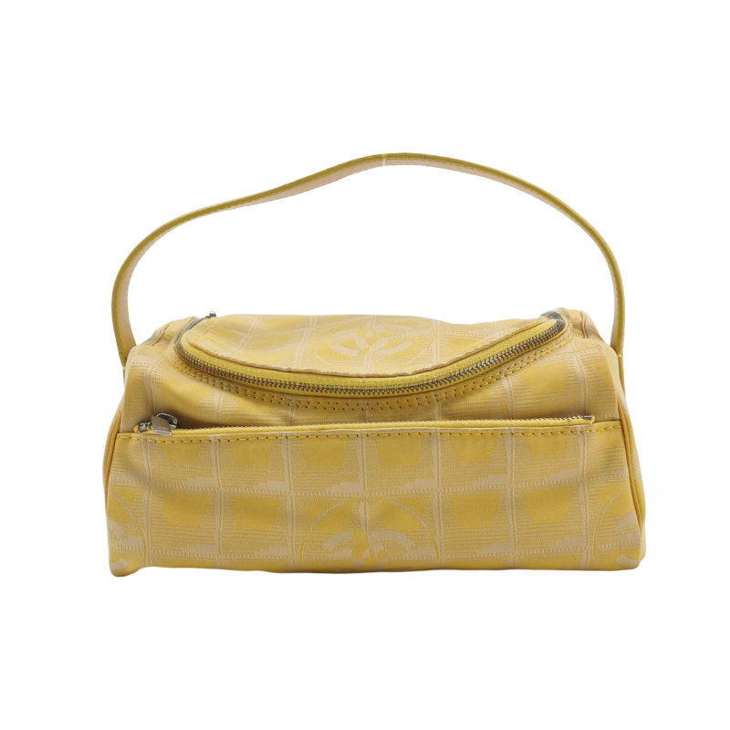 Chanel New Travel Line Nylon Vanity Bag Yellow Leather Trim Silver Hardware