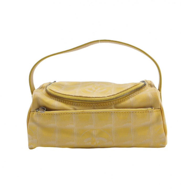 Chanel New Travel Line Nylon Vanity Bag Yellow Leather Trim Silver Hardware