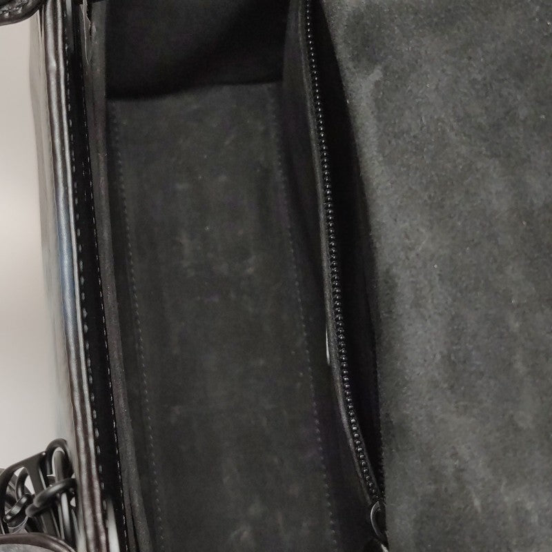 Dior Medium Lady Dior Bag Black and White Eiffel Tower Crinkled Calfskin Black Hardware