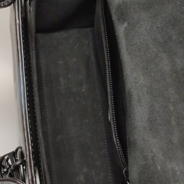Dior Medium Lady Dior Bag Black and White Eiffel Tower Crinkled Calfskin Black Hardware