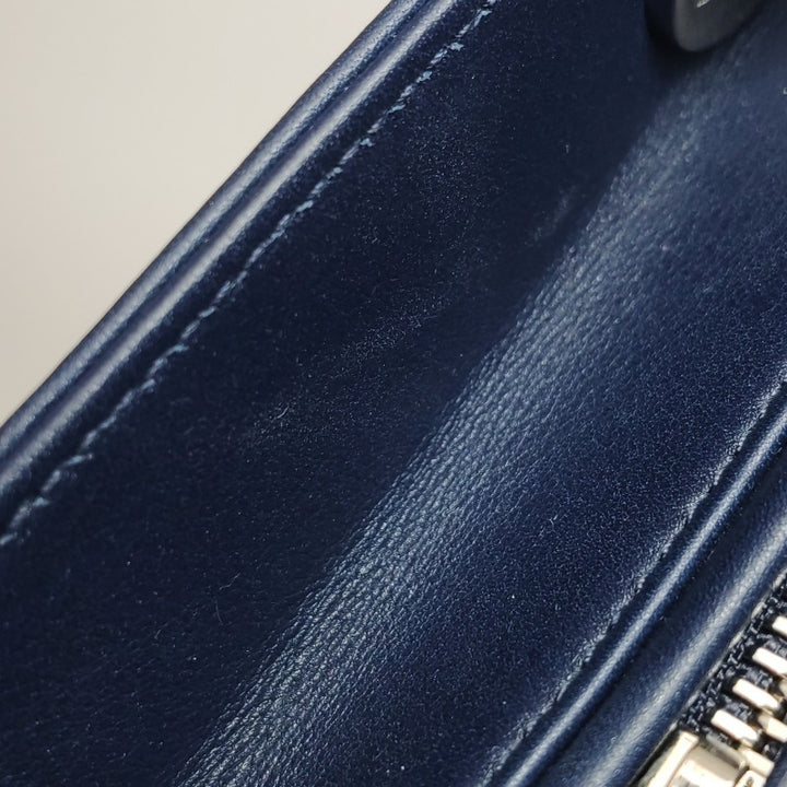 Dior Medium Lady Dior Bag Navy Smooth Calfskin Metal Embellished Silver Hardware