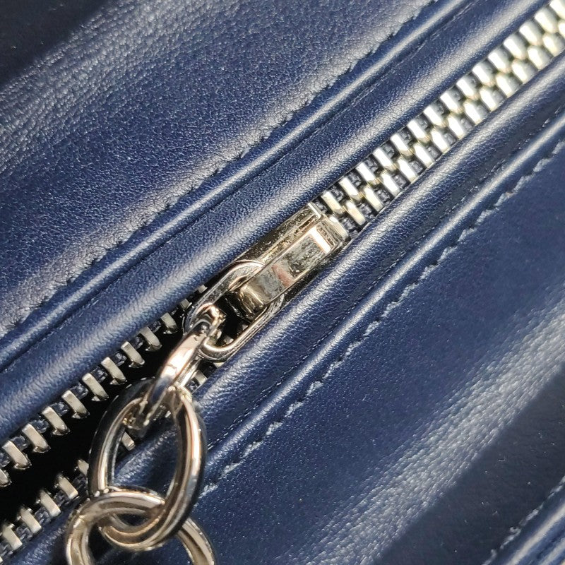 Dior Medium Lady Dior Bag Navy Smooth Calfskin Metal Embellished Silver Hardware