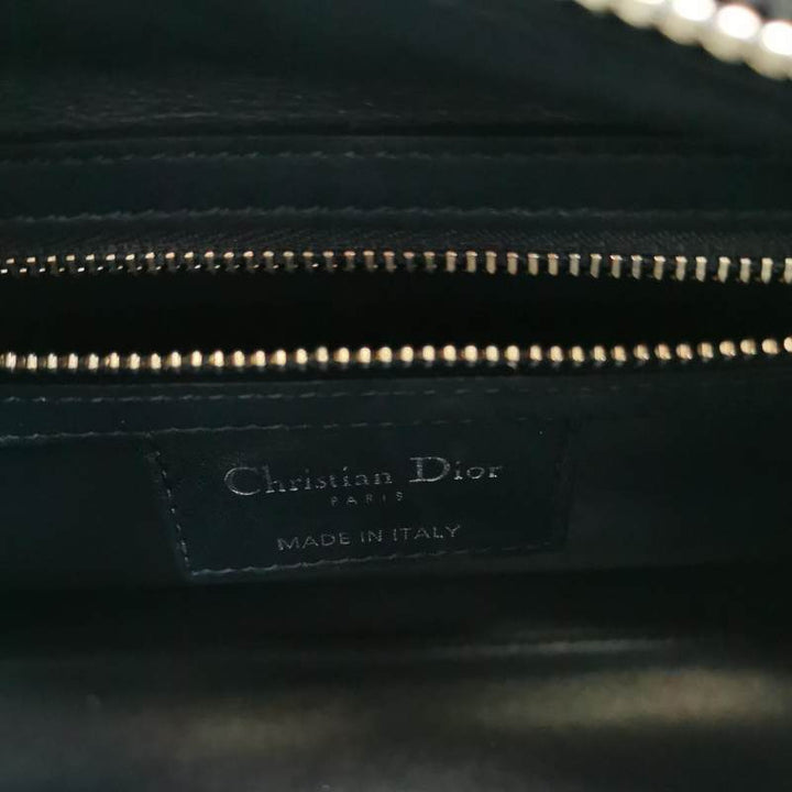 Dior Medium Lady Dior Bag Navy Smooth Calfskin Metal Embellished Silver Hardware