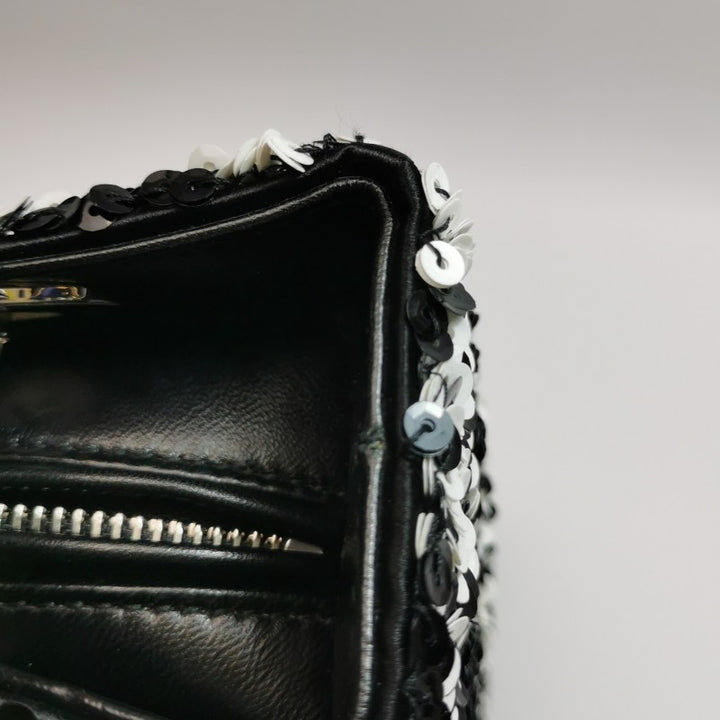 Dior Medium Lady Dior Bag Black and White Sequin Embellished Lambskin Silver Hardware