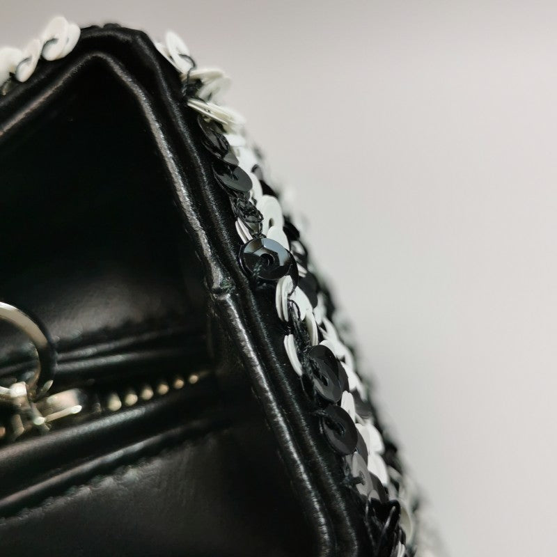 Dior Medium Lady Dior Bag Black and White Sequin Embellished Lambskin Silver Hardware