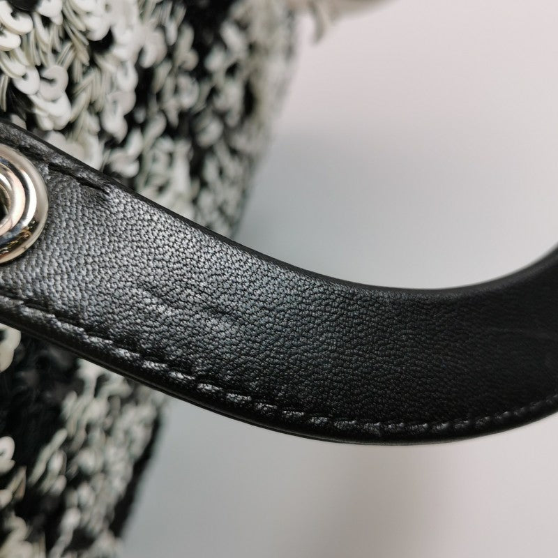 Dior Medium Lady Dior Bag Black and White Sequin Embellished Lambskin Silver Hardware